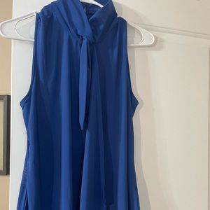 White House Black Market Royal Blue Neck-Tie Sleeveless Top